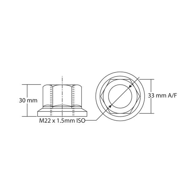 WHEEL NUT M22X1.5 RHT 33MM A/F
