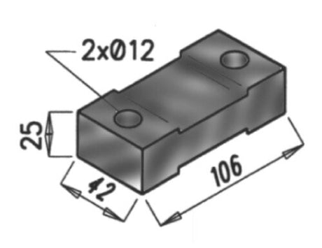 Tranzparts - Dinex RUBBER MOUNTING FOR DAF, L=106, W=42, H=25, RUBBER