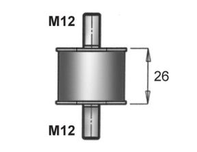 Tranzparts - Dinex RUBBER MOUNTING FOR DAF, =46 /L=72, M12, ZINC