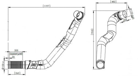 Tranzparts - Dinex INSULATED EXHAUST PIPE W. FLEX, D2S+ FOR IVECO