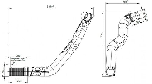Tranzparts - Dinex INSULATED EXHAUST PIPE W. FLEX, D2S+ FOR IVECO