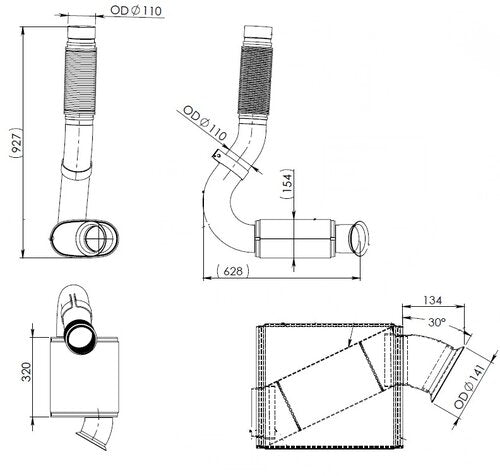Tranzparts - Dinex EXHAUST PIPE W. BELLOW FOR MERCEDES
