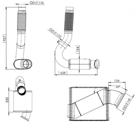 Tranzparts - Dinex EXHAUST PIPE W. BELLOW FOR MERCEDES