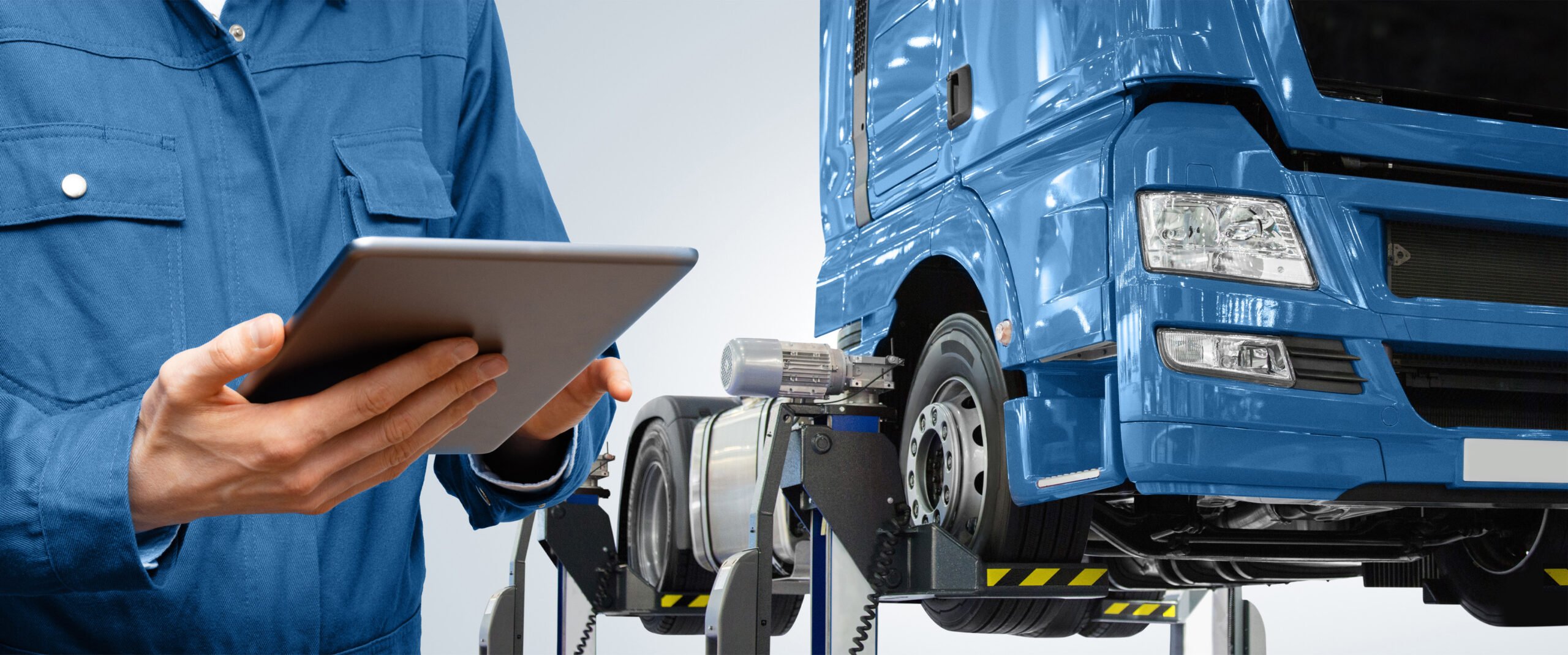 A truck and trailer undergoing regular maintenance to ensure safety and reliability